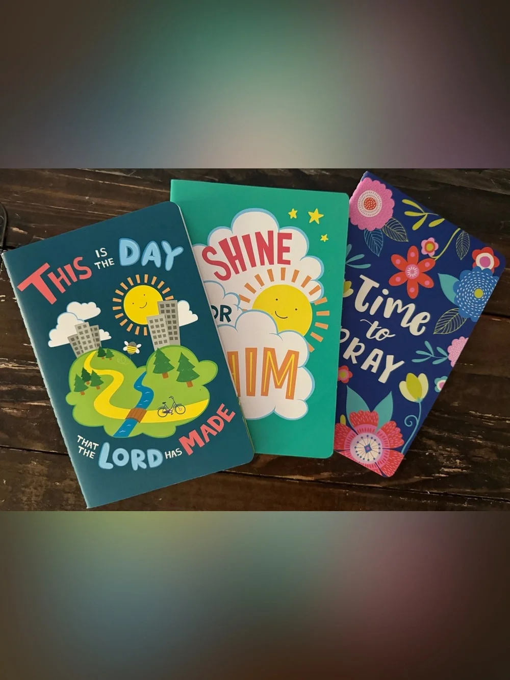 3 pc: Inspirational Religious Notebooks Teal, Turquoise & Navy Floral NEW